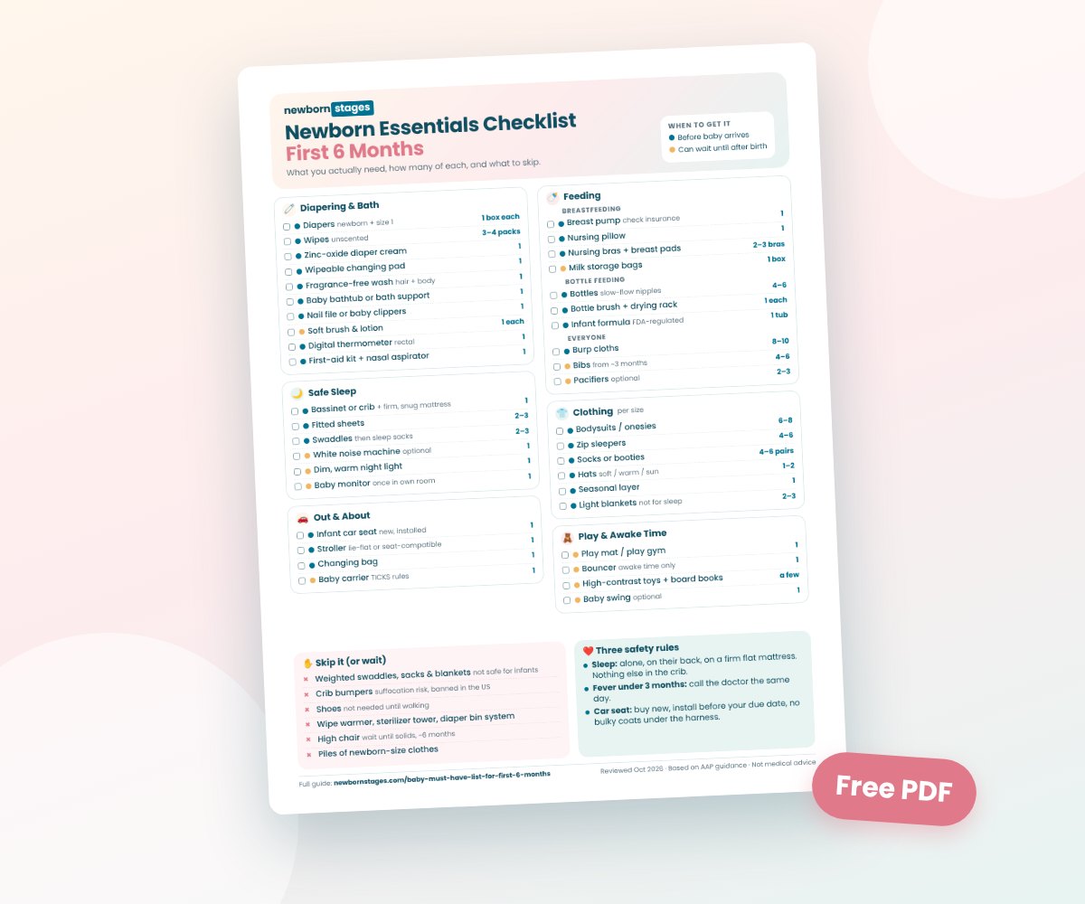 Preview of the newborn shopping list checklist
